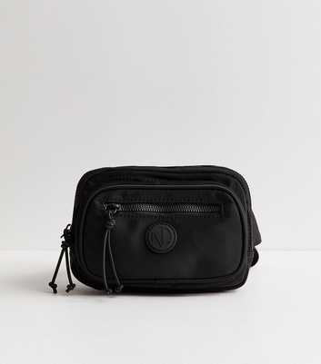 Black Woven Zipped Belt Bag