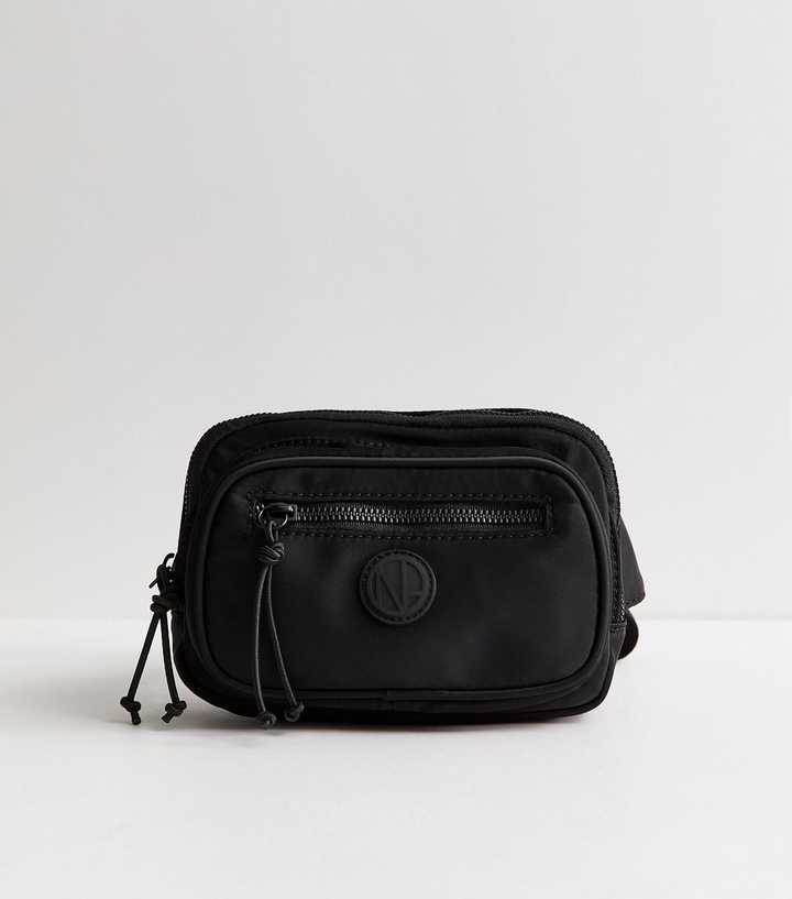 Black Woven Zipped Belt Bag