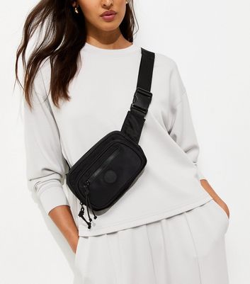 Black Woven Zipped Belt Bag | New Look