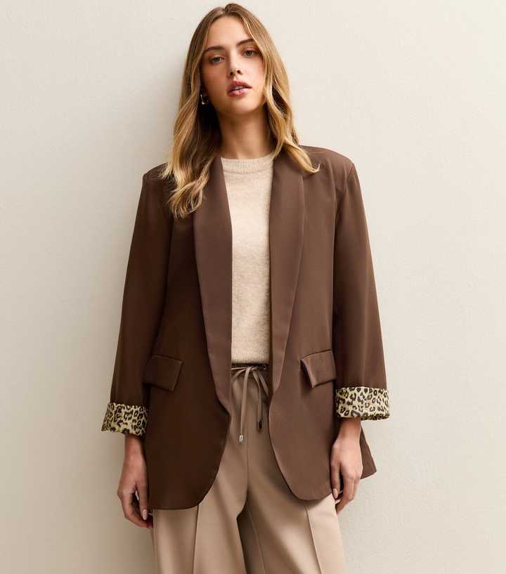 Gini London Mid Brown Contrast Cuff Blazer