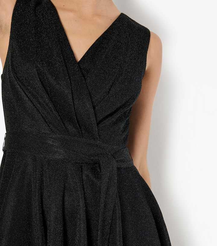 Apricot Black Sparkly Wrap Mini Dress | New Look