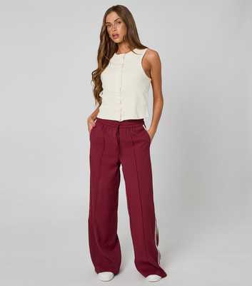 Urban Bliss Burgundy Taped Side Wide Leg Trousers