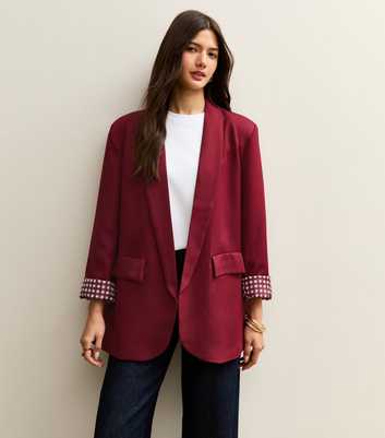 Gini London Light Burgundy Check Cuff Blazer