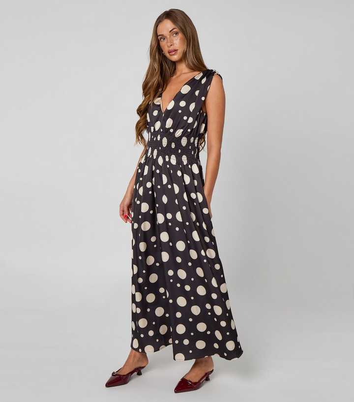 princess polly baby blue dress Maltina Polka Dot Maxi Dress in White/Black – Love it Loan it main image 0
