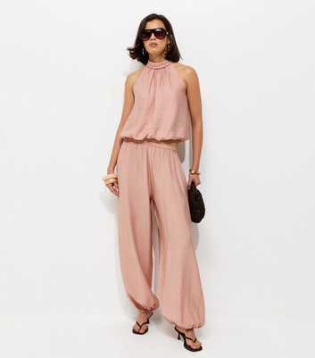Pale Pink Cuffed Leg Trousers