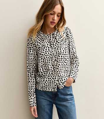 White Spotty Frill Collar Shirt