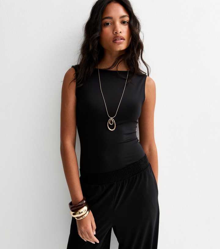 Black Slinky Jersey Scoop Back Sleeveless Body