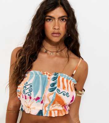 Multicolour Crepe Printed Cropped Cami Top