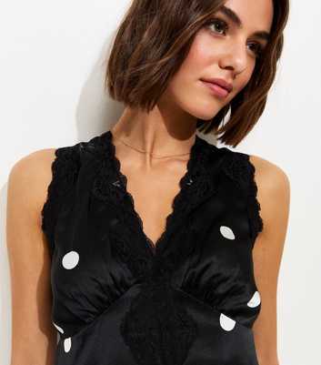 Black Satin Polka Dot Sleeveless Top