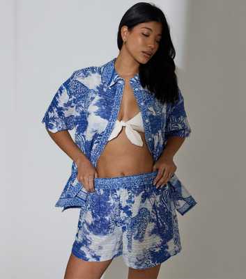 South Beach Blue Leopard Print Shorts