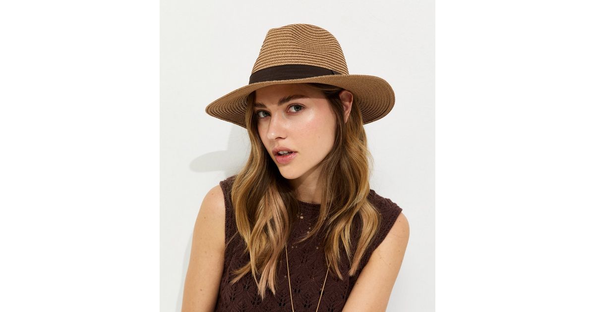Tan Straw Fedora Hat