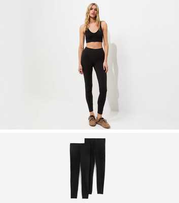 Tall Black Pack Of 2 Cotton Rich Stretch Leggings