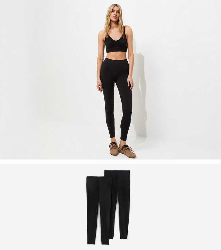 Tall Black Pack Of 2 Cotton Rich Stretch Leggings