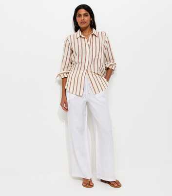 White Linen Wide Leg Trousers