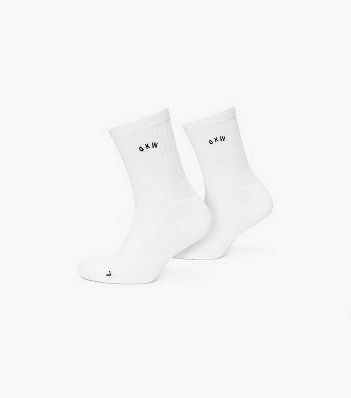 Gym King White Embroidered Logo Ankle Socks