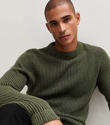 Jack & Jones Green Ribbed Jumper With Cotton