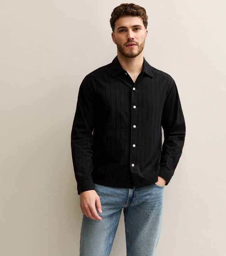 Jack & Jones Black Regular Striped Cotton Shirt