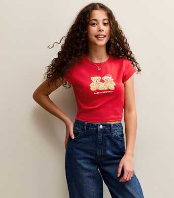 Girls Red Beary Christmas Top