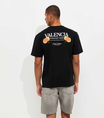 Only & Sons Black Cotton Regular Fit Valencia Fruit Print T-Shirt