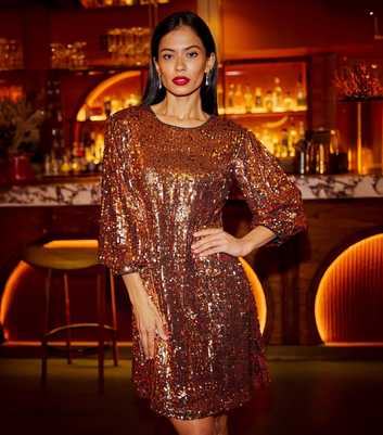 Yumi Gold Sequin Tunic Dress