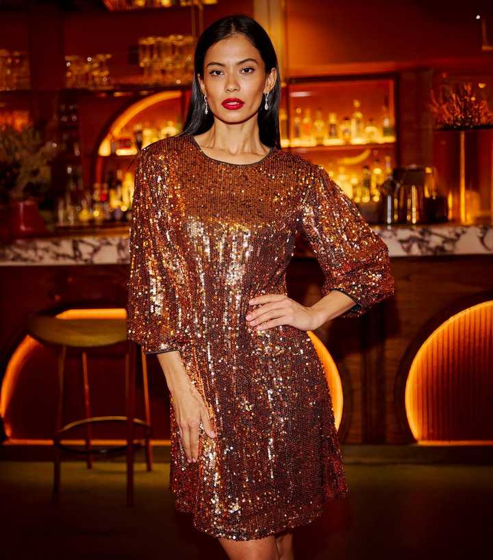 Yumi Gold Sequin Tunic Dress | New Look Yumi Gold Sequin Tunic Dress | New Look