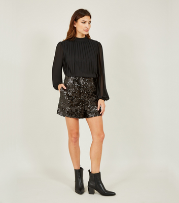 Yumi Black Sequin Shorts