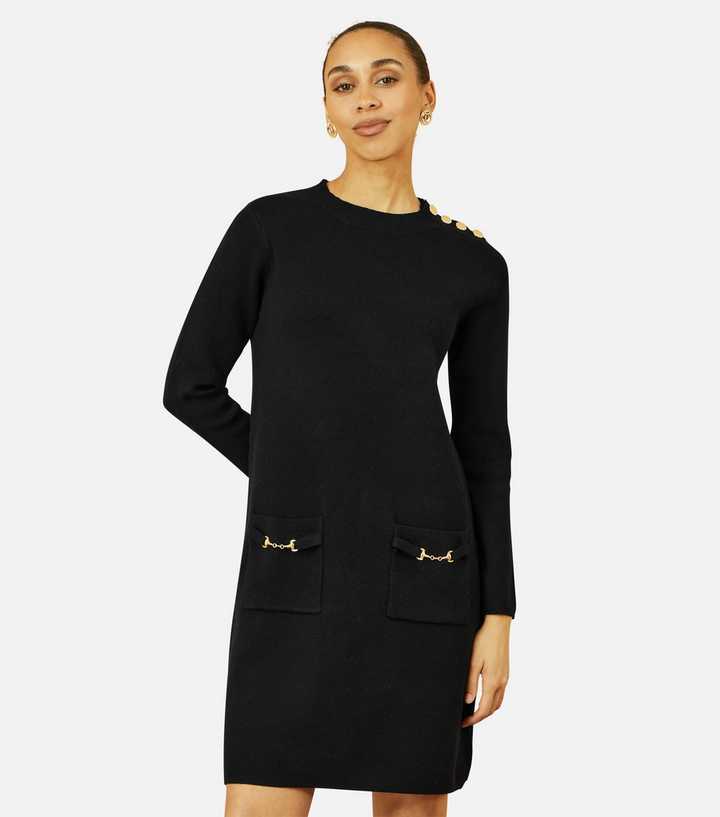 Yumi Black Knitted Tunic Dress