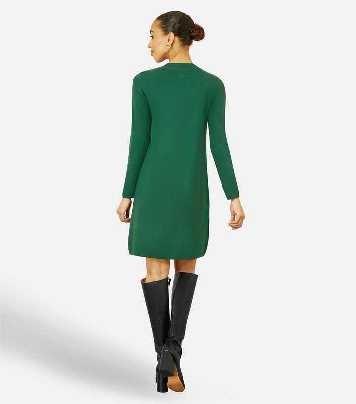 Yumi Green Knitted Tunic Dress | New Look