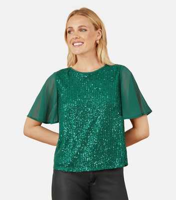 Yumi Green Sequin Top
