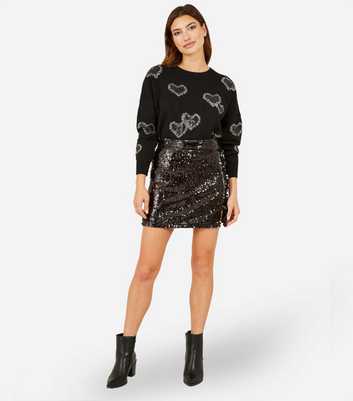Yumi Black Sequin Mini Skirt