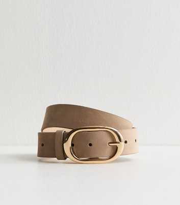 Mink Faux Suede Oval Buckle Belt