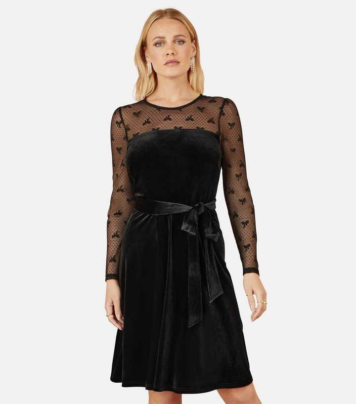 black mini dress with drape Zaya Black Long Sleeve Mini Dress With Drape – Club L London main image 1