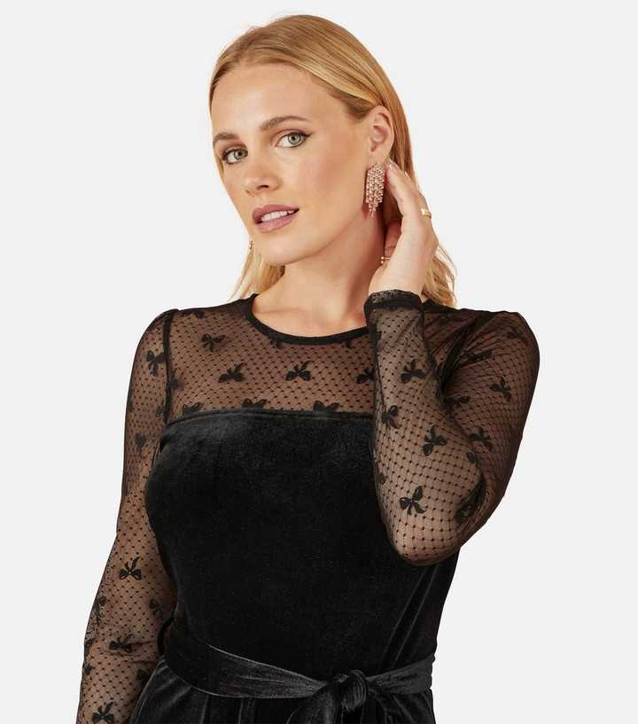 american apparel black velvet skater dress Ottie Black Velvet Bardot Skater Mini Dress  Club L London
