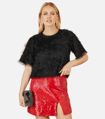Yumi Black Relaxed Lurex Relax Top