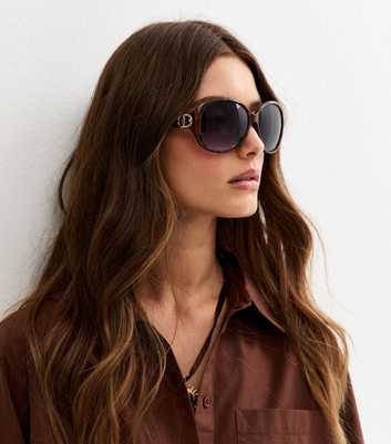 Brown Tortoise Shell Effect Round Sunglasses