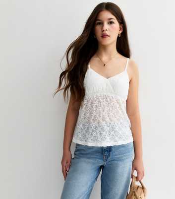 Girls White Lace Triangle Cami Top