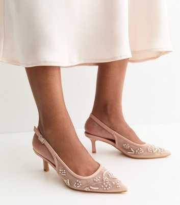 Pink Tapestry Embroidered Slingback Court Shoes