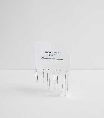 Pack Of 3 Silver Textured Hoop Earrings