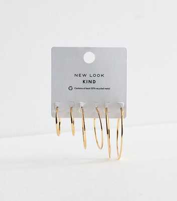 Pack of 3 Gold Tone Textured Hoop Earrings