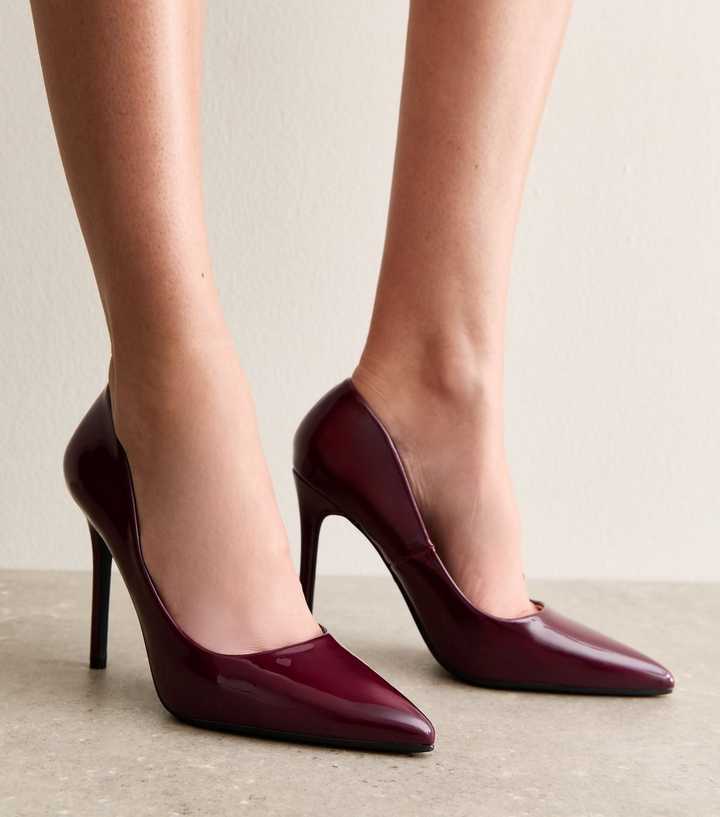 Truffle Burgundy Patent Stiletto Heeled Court Shoes