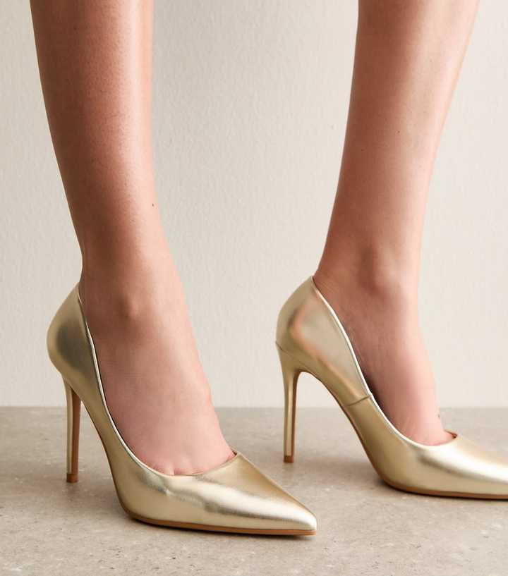 Truffle Gold Faux Leather Court Shoes
