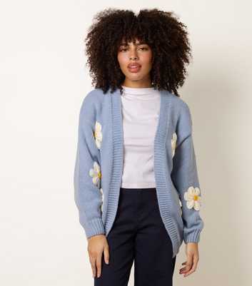 Blue Vanilla Blue Longline Embroidered Daisy Cardigan