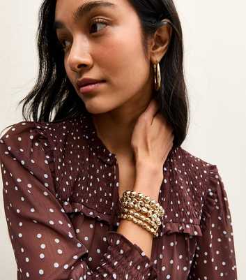 Pack of 5 Gold Tone Beaded Stretch Bracelets