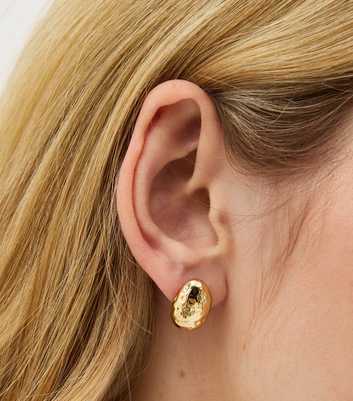 18ct Gold Plated Beaten Textured Dome Stud Earrings