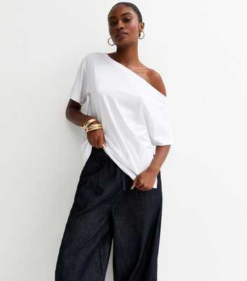 White Cotton Off The Shoulder T-Shirt