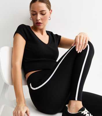 Black Side Stripe High Waist Leggings
