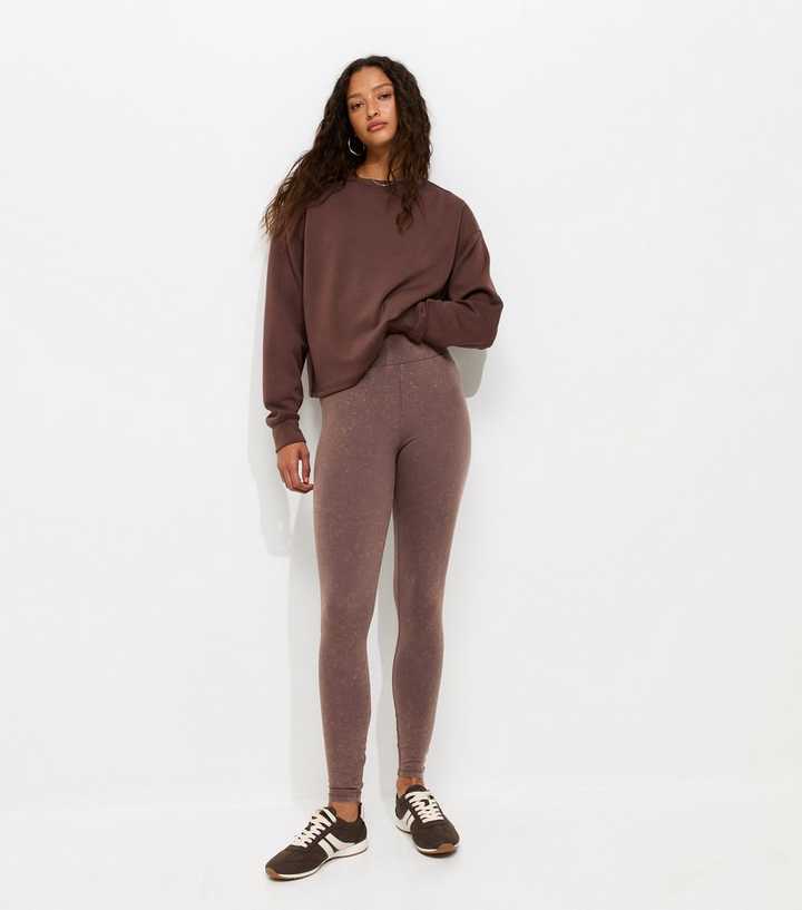 Dark Brown Acid Wash Leggings