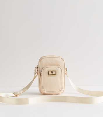 Cream Logo Charm Phone Bag