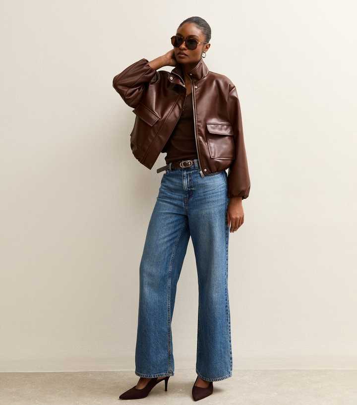 new look brown suede leather jacket size 16 worn a