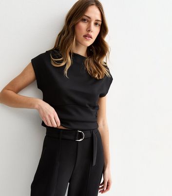 Black Gathered Shoulder Top | New Look